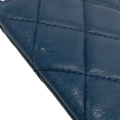 Chanel Matelasse Blue-Grey Silver Hardware Lambskin Clutch