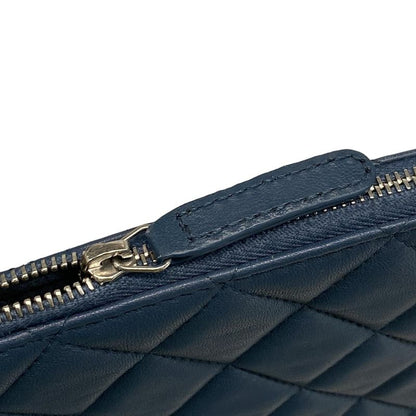 Chanel Matelasse Blue-Grey Silver Hardware Lambskin Clutch