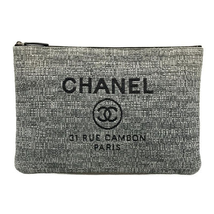Chanel Clutch Bag Deauville Line Gray X White X Dark Gray Tweed