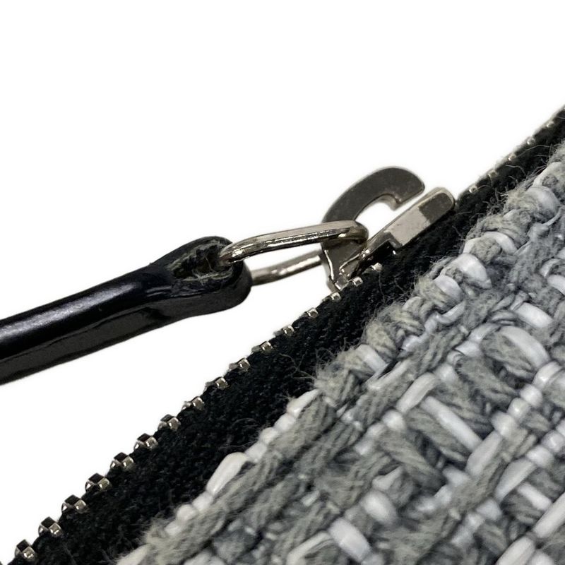 Chanel Clutch Bag Deauville Line Gray X White X Dark Gray Tweed