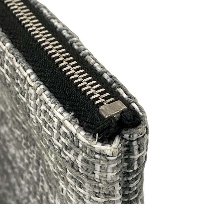 Chanel Clutch Bag Deauville Line Gray X White X Dark Gray Tweed
