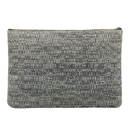 Chanel Clutch Bag Deauville Line Gray X White X Dark Gray Tweed