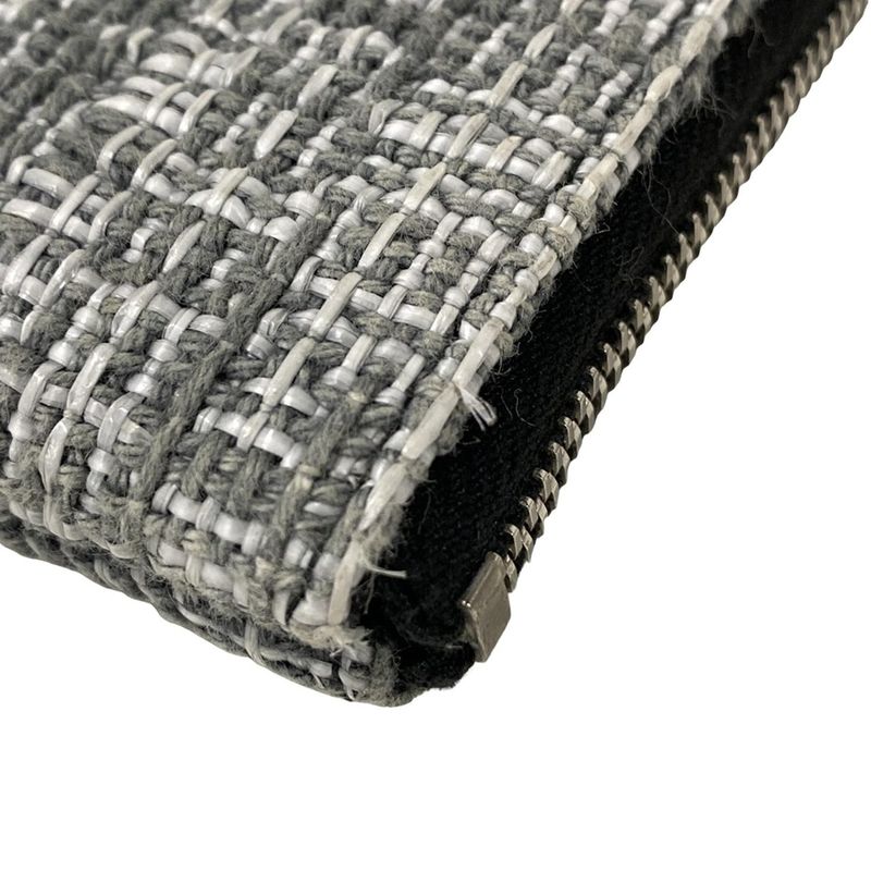 Chanel Clutch Bag Deauville Line Gray X White X Dark Gray Tweed