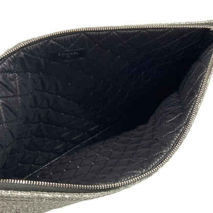 Chanel Clutch Bag Deauville Line Gray X White X Dark Gray Tweed