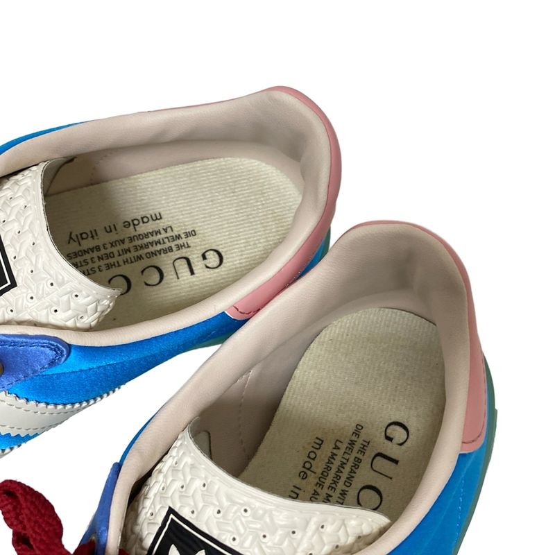 Gucci Sneakers 22.5 Women's Gazelle 707867 Blue X White X Multi Insole Removable