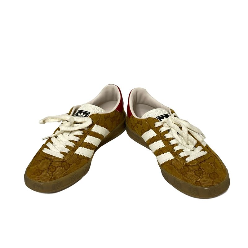 Gucci Sneakers 22.5 Women's Gazelle 707868 Light Brown X White X Red GG Pattern