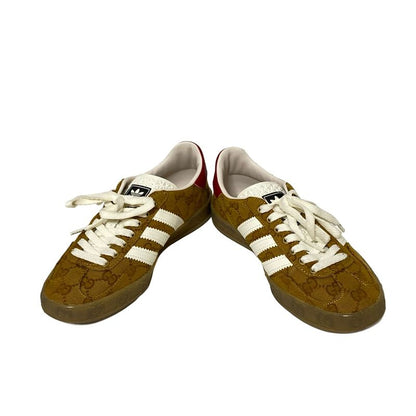 Gucci Sneakers 22.5 Women's Gazelle 707868 Light Brown X White X Red GG Pattern
