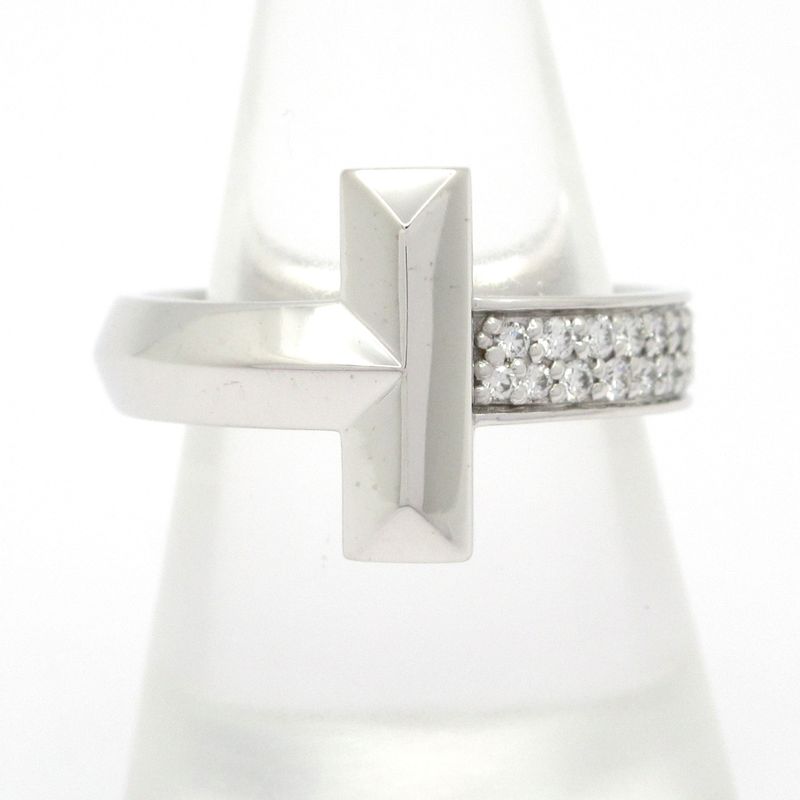 Tiffany & Co Ring Excellent Condition T One Ring 18k White Gold X Diamond Pave