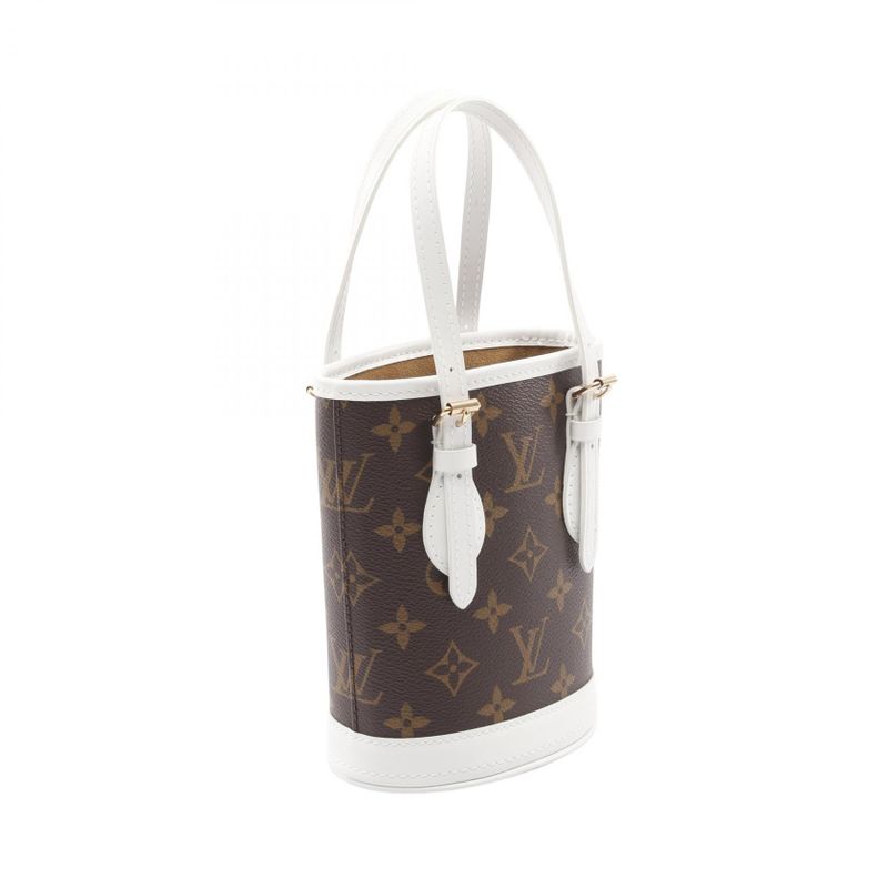 Louis Vuitton Handbag Nano Bucket Monogram M81489 White PVC Coated Canvas