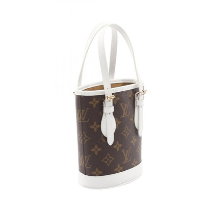 Louis Vuitton Handbag Nano Bucket Monogram M81489 White PVC Coated Canvas