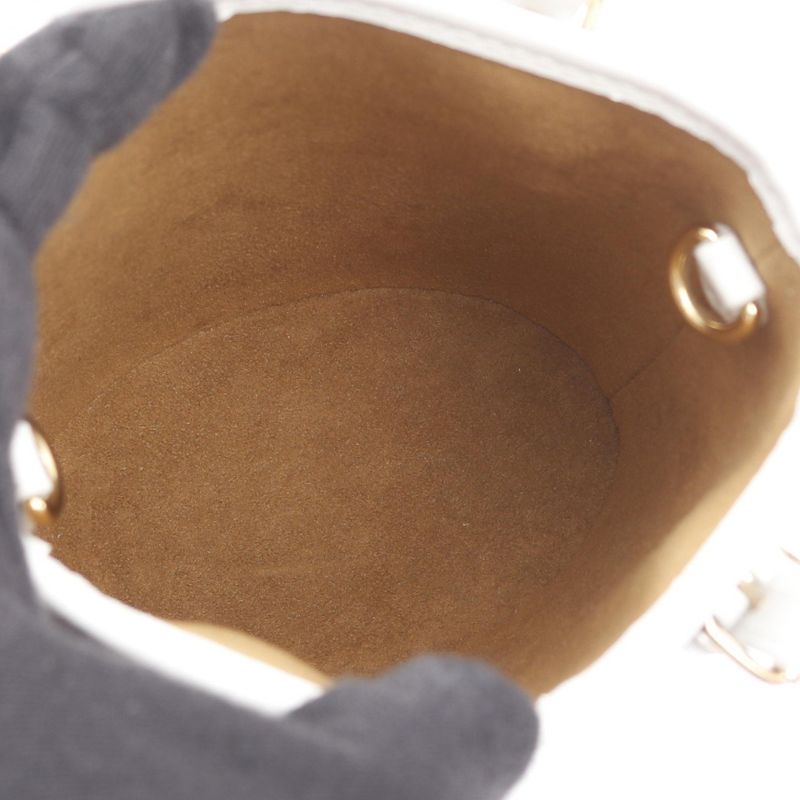 Louis Vuitton Handbag Nano Bucket Monogram M81489 White PVC Coated Canvas