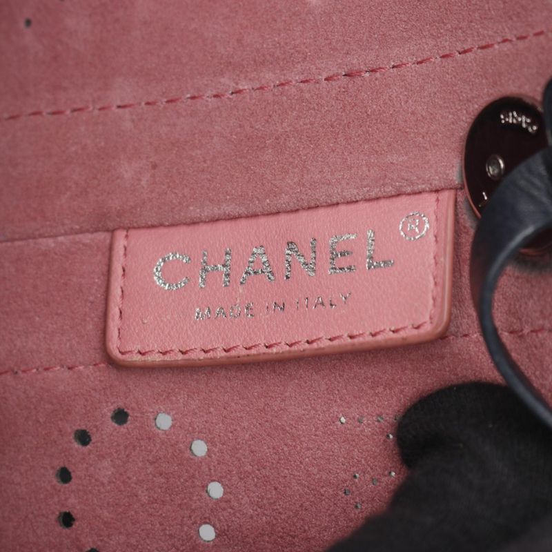 Chanel Shoulder Bag Perforated Logo Coco Mark Navy Leather Perforated Logo