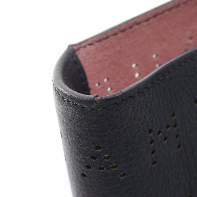 Chanel Shoulder Bag Perforated Logo Coco Mark Navy Leather Perforated Logo