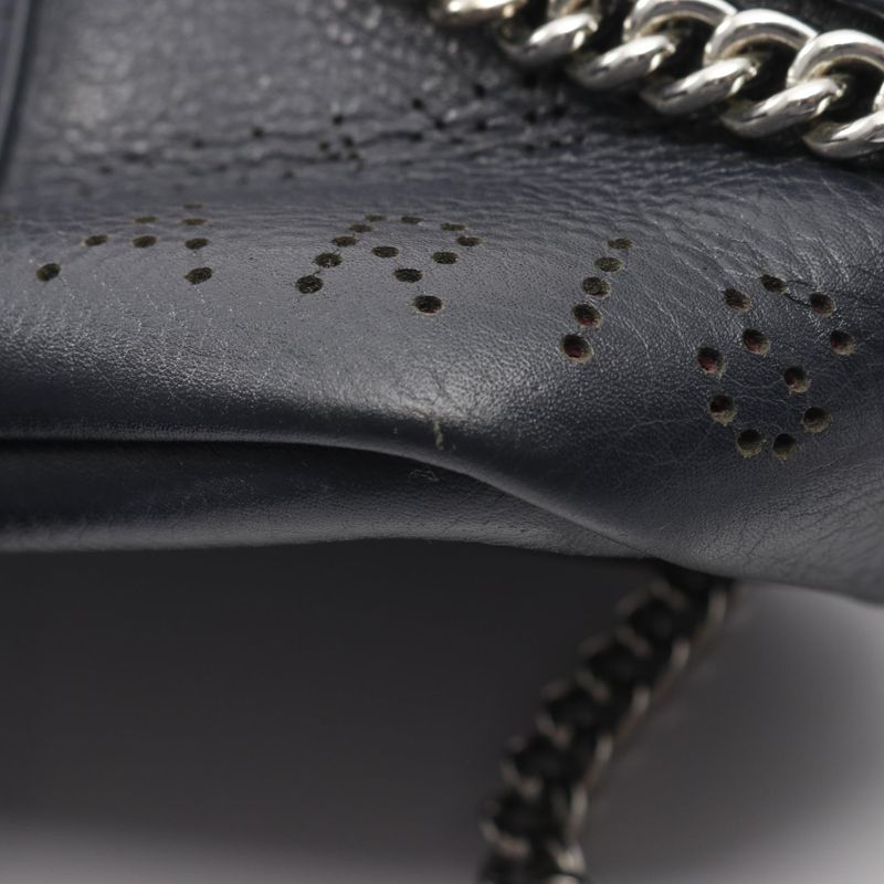 Chanel Shoulder Bag Perforated Logo Coco Mark Navy Leather Perforated Logo
