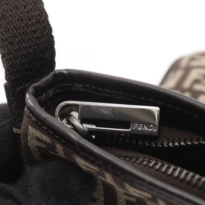 Fendi Shoulder Bag Zucchino Dark Brown Canvas Leather Zucchini Shoulder Bag