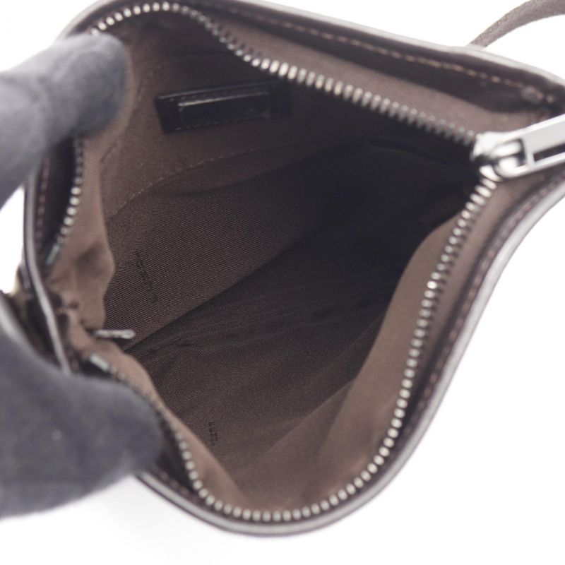 Fendi Shoulder Bag Zucchino Dark Brown Canvas Leather Zucchini Shoulder Bag