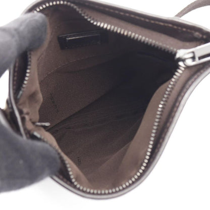 Fendi Shoulder Bag Zucchino Dark Brown Canvas Leather Zucchini Shoulder Bag