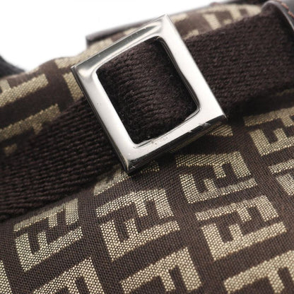 Fendi Shoulder Bag Zucchino Dark Brown Canvas Leather Zucchini Shoulder Bag