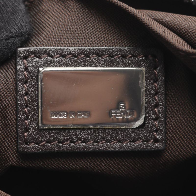 Fendi Shoulder Bag Zucchino Dark Brown Canvas Leather Zucchini Shoulder Bag