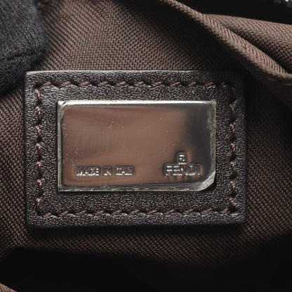 Fendi Shoulder Bag Zucchino Dark Brown Canvas Leather Zucchini Shoulder Bag