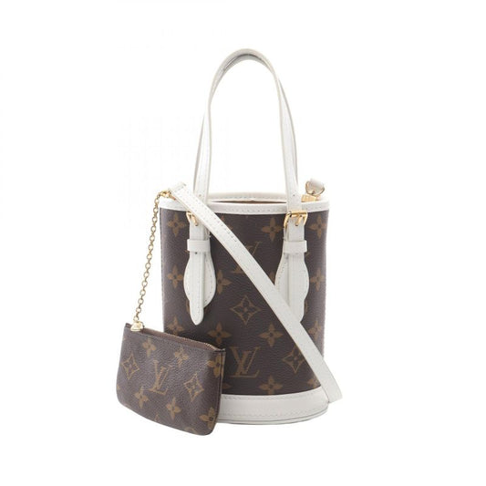Louis Vuitton Handbag Nano Bucket Monogram M81489 White PVC Coated Canvas