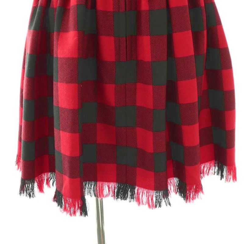 Christian Dior Wool Check Short Sleeve Dress Mini F34 Red Black 951r12a1184 Df