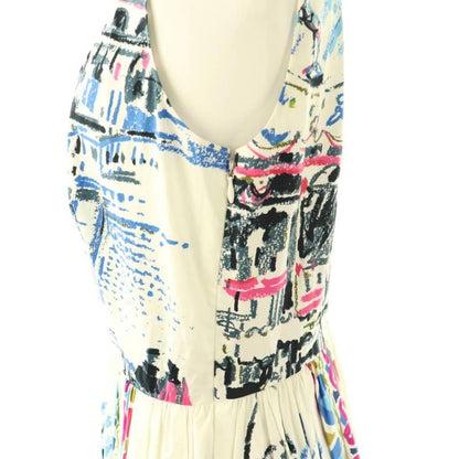 Prada Voyage Print Dress Sleeveless 40 White Multicolor Es - OS