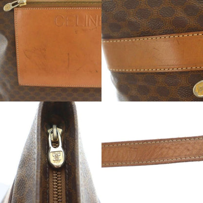 Celine Tote Bag Leather Logo Macadam Pattern Brown Mi - OS - OH