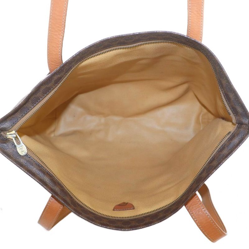Celine Tote Bag Leather Logo Macadam Pattern Brown Mi - OS - OH