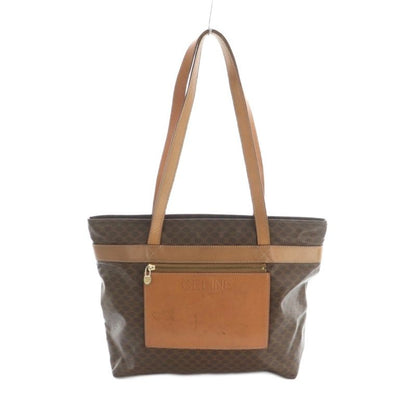 Celine Tote Bag Leather Logo Macadam Pattern Brown Mi - OS - OH
