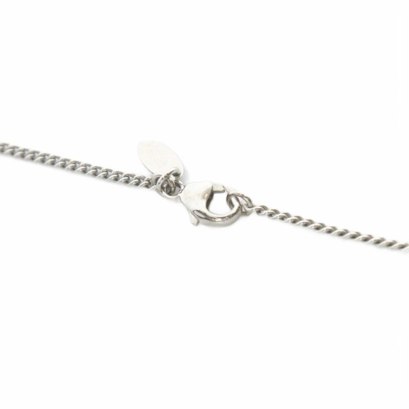 Chanel 12a Coco Mark Necklace Rhinestone Pendant Silver Color