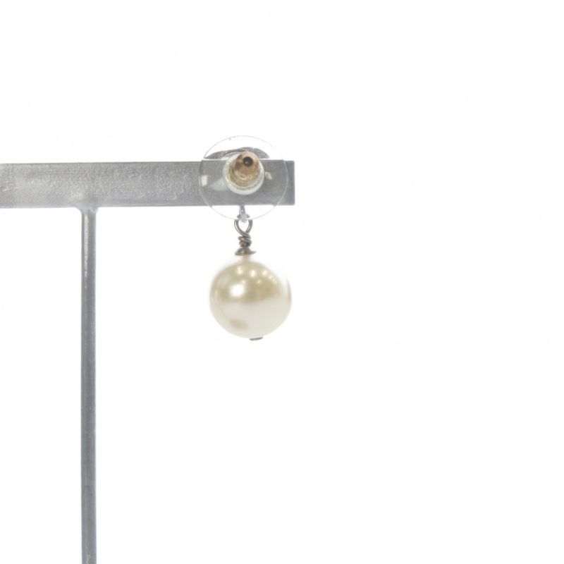 Chanel 24 A24v Pearl Coco Mark Earrings Silver Color
