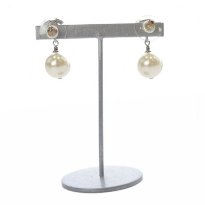 Chanel 24 A24v Pearl Coco Mark Earrings Silver Color