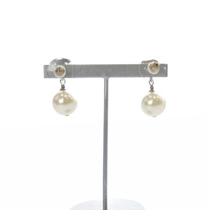 Chanel 24 A24v Pearl Coco Mark Earrings Silver Color