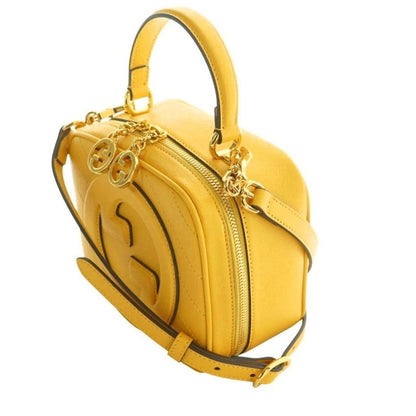 Gucci Blondie Small Top Handle Bag Shoulder 2way Logo Leather Yellow 744434 AQ