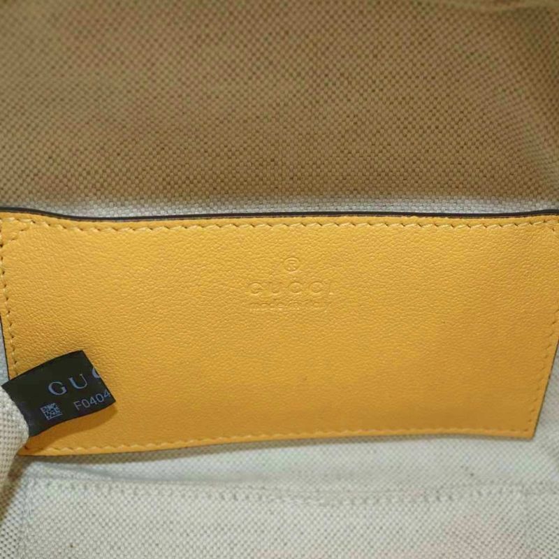 Gucci Blondie Small Top Handle Bag Shoulder 2way Logo Leather Yellow 744434 AQ