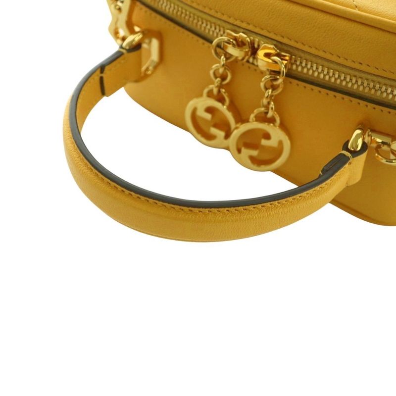 Gucci Blondie Small Top Handle Bag Shoulder 2way Logo Leather Yellow 744434 AQ