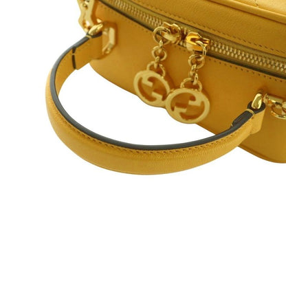 Gucci Blondie Small Top Handle Bag Shoulder 2way Logo Leather Yellow 744434 AQ