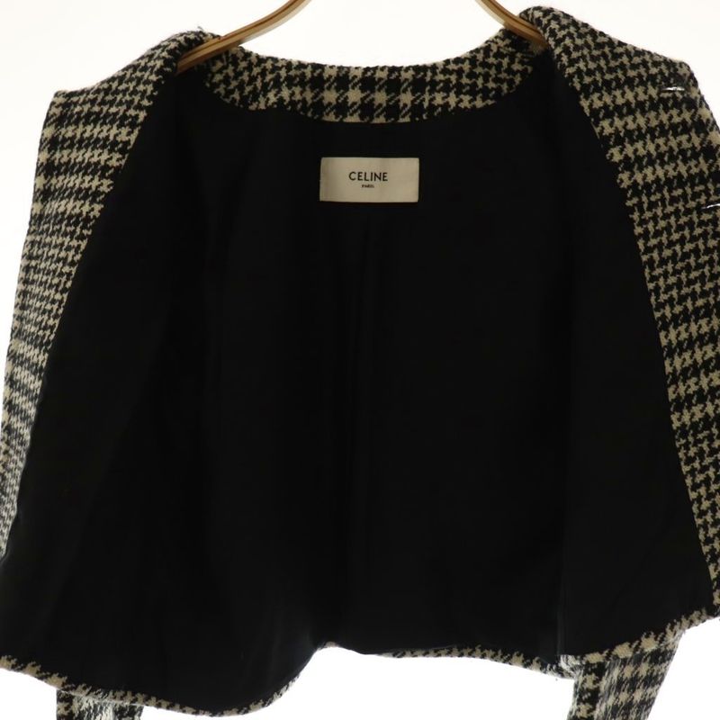 Celine 24aw Verneuil Jacket Verneuil Jacket Collarless Wool 38 Black Ivory