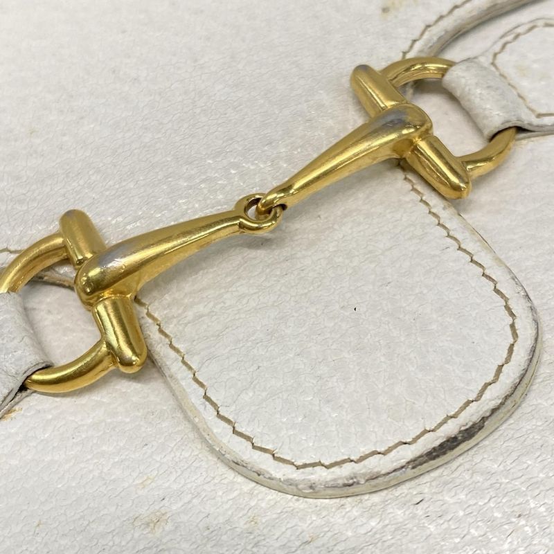 Gucci Trifold Wallet With Horsebit 035416 White Leather