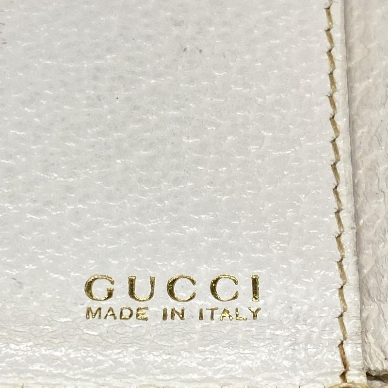 Gucci Trifold Wallet With Horsebit 035416 White Leather