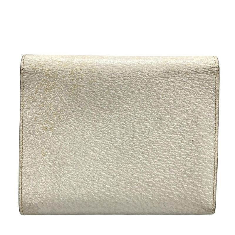 Gucci Trifold Wallet With Horsebit 035416 White Leather