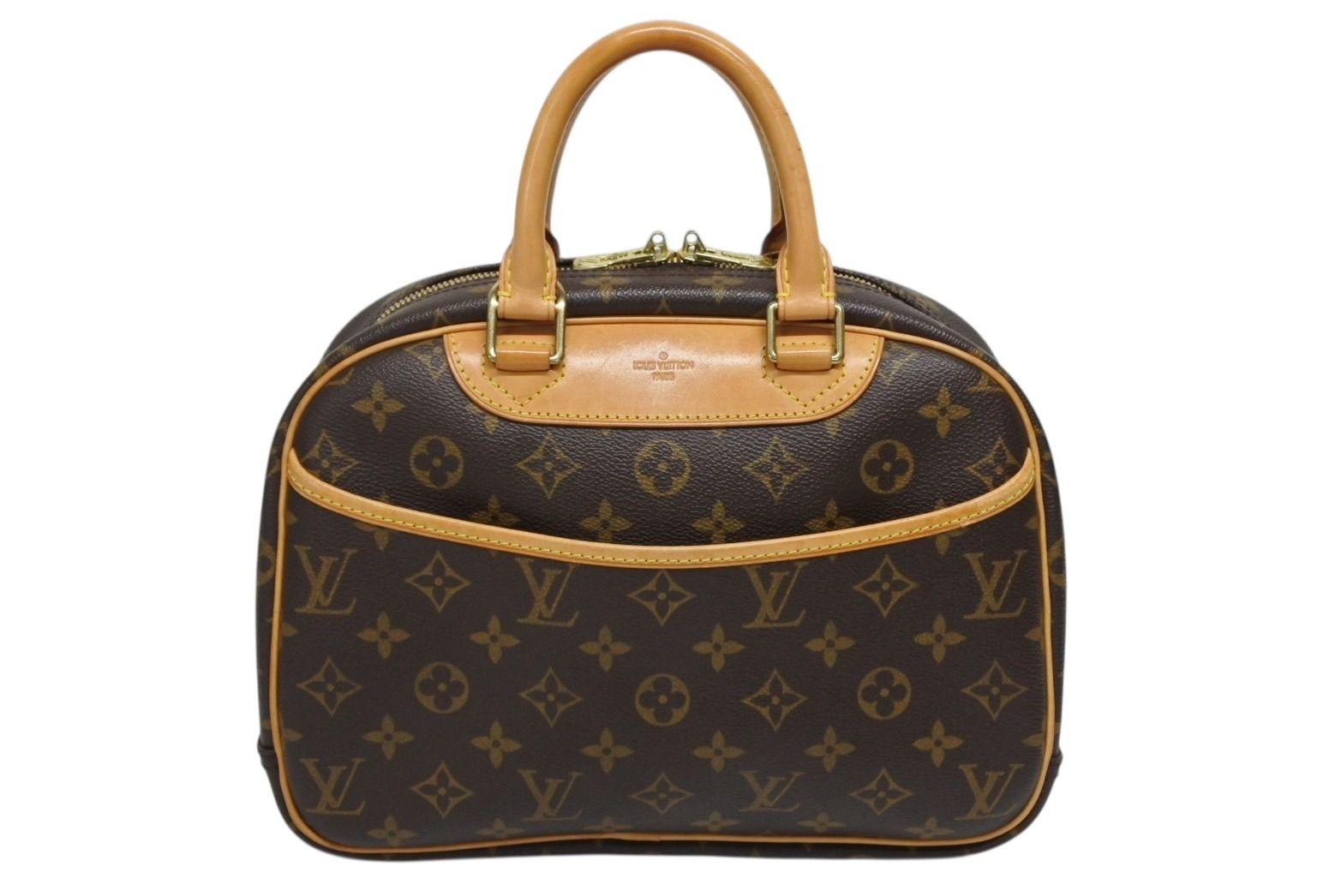 Louis Vuitton Trouville Handbag Monogram Brown Leather Gold