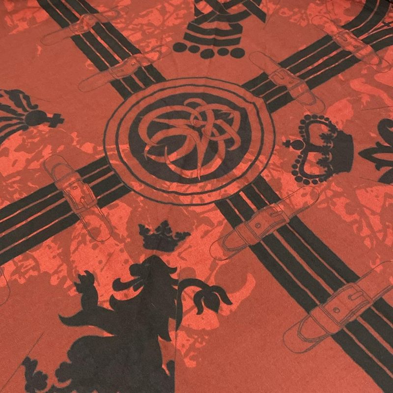 Hermes Shawl Carre Geant Red and Black Fringe Cashmere Silk