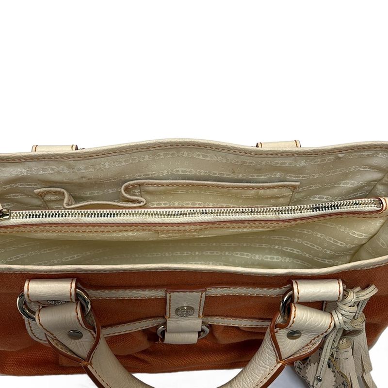Celine Handbag Boogie Bag Orange and White Leather