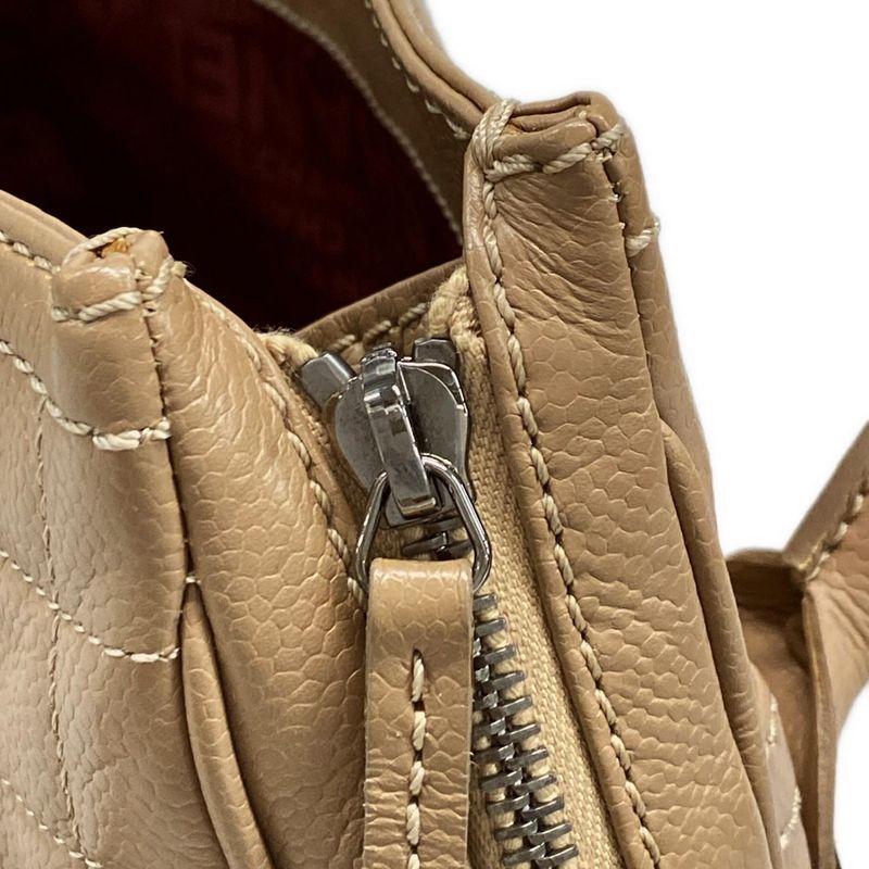 Chanel Tote Bag Chocolate Bar Light Brown Silver Hardware Side Zip