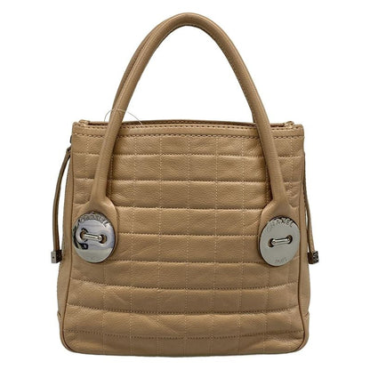 Chanel Tote Bag Chocolate Bar Light Brown Silver Hardware Side Zip