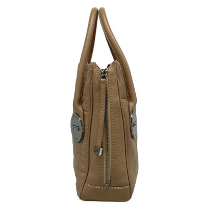 Chanel Tote Bag Chocolate Bar Light Brown Silver Hardware Side Zip