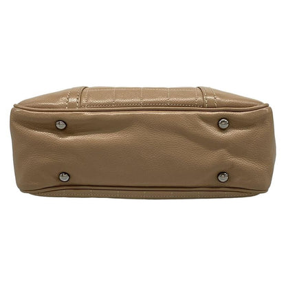 Chanel Tote Bag Chocolate Bar Light Brown Silver Hardware Side Zip