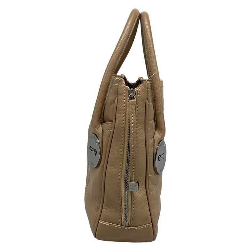 Chanel Tote Bag Chocolate Bar Light Brown Silver Hardware Side Zip